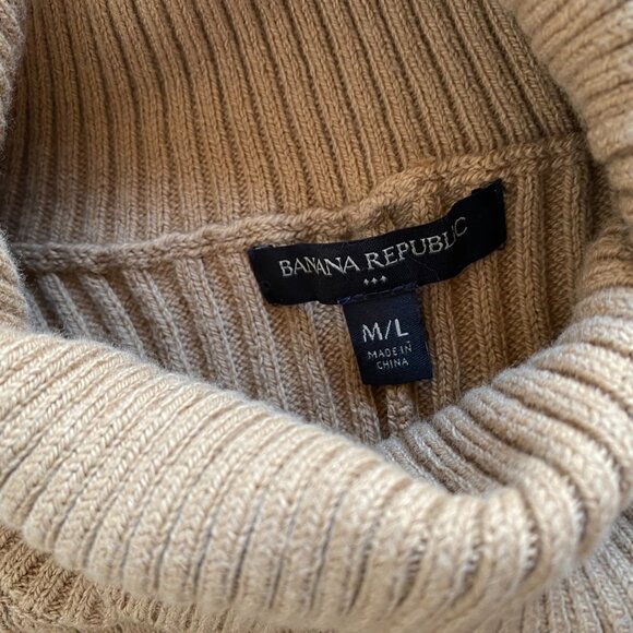 Banana Republic *NWT ($80) Women's Tan Brown Jumper Oversized Poncho Size M/L - Picture 4 of 9